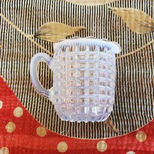 Victorian Beatty White Opalescent Waffle Honeycomb Creamer circa late 1880's